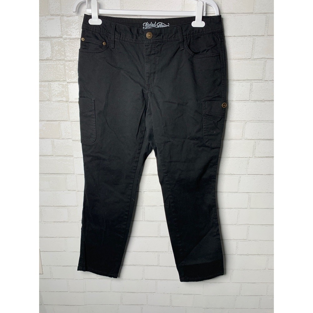 Faded Glory Womens Size 16 Pants Skinny Black Pockets Zipper Pants Casual Pocket